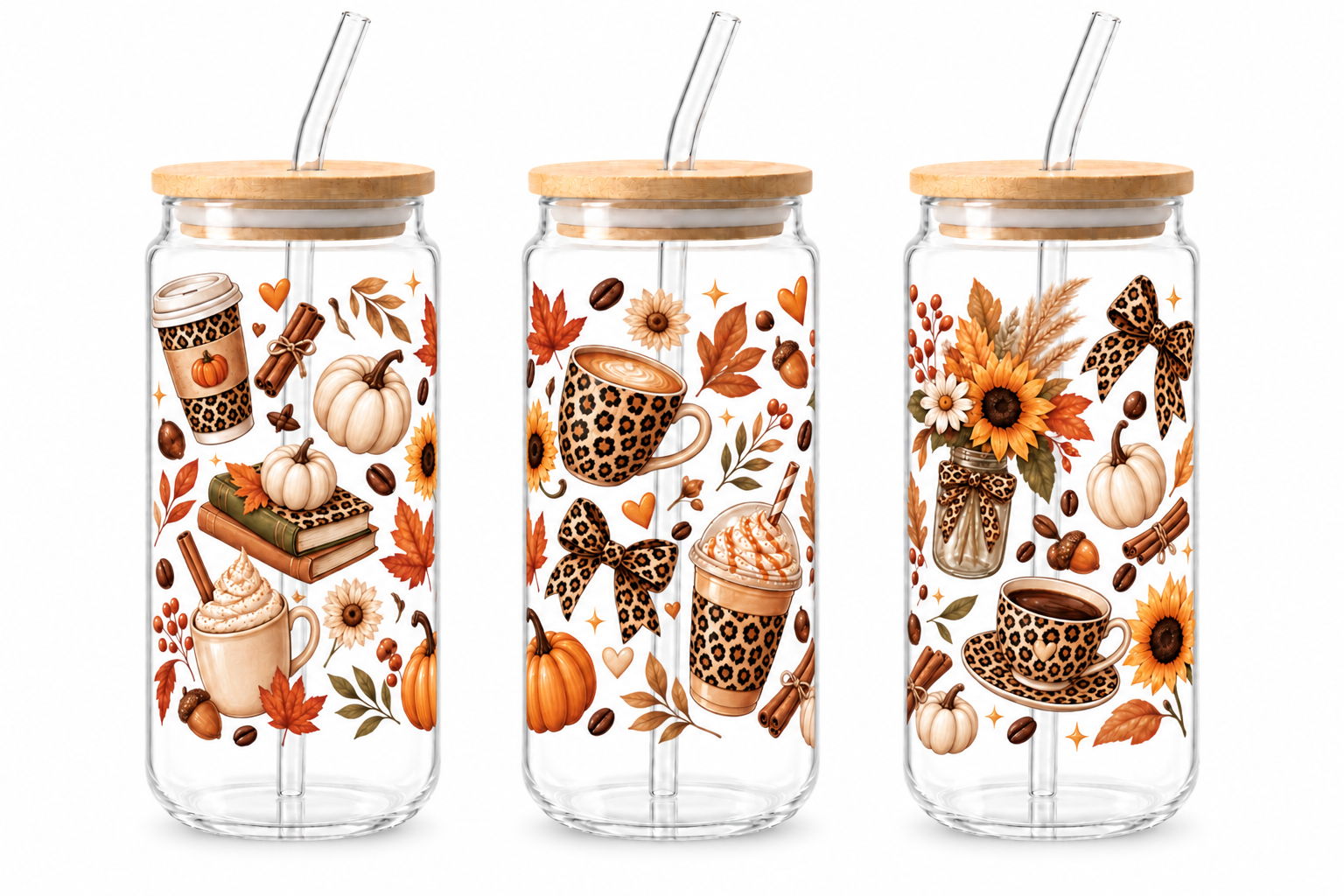 verre automne, feuilles, léopard