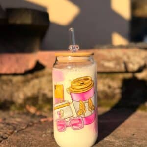Poupette “Pink Mood” – Verre transparent 500 ml avec paille en verre 3